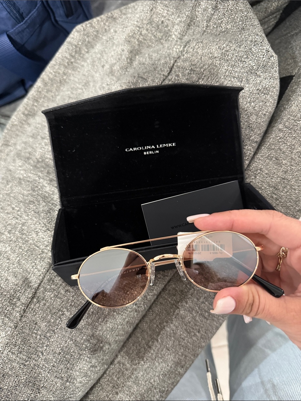 Carolina Lemke Gold Round Sunglasses - Pink Gradient Lenses
